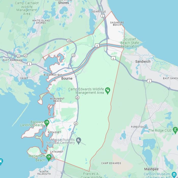 Bourne service area map