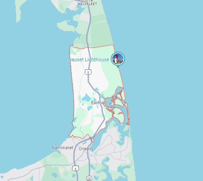 Eastham service area map
