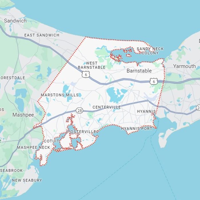 Barnstable service area map