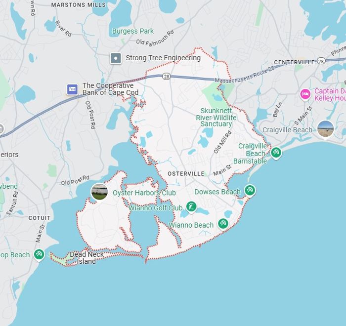 Osterville service area map