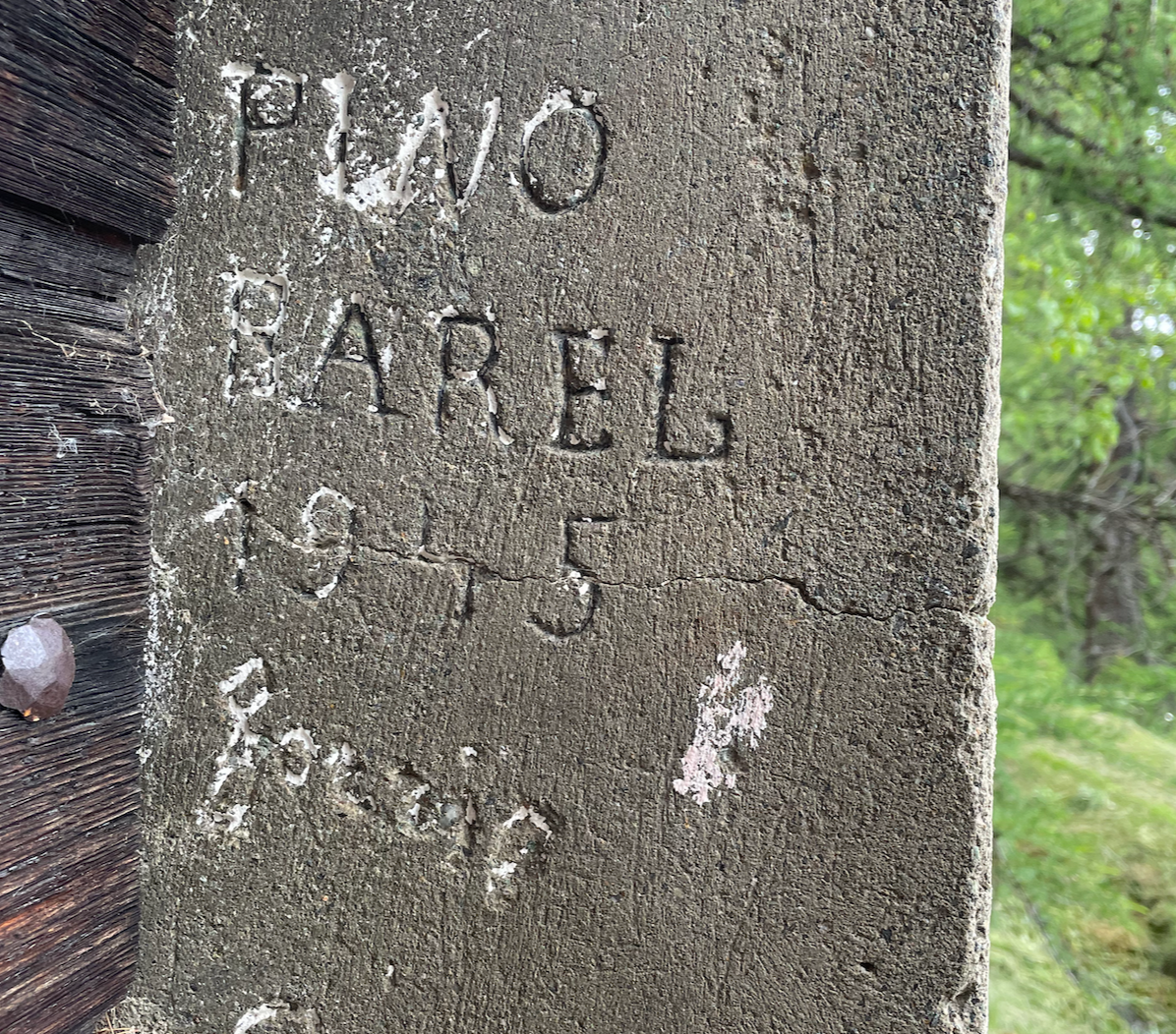 Graffiti on building found during hike