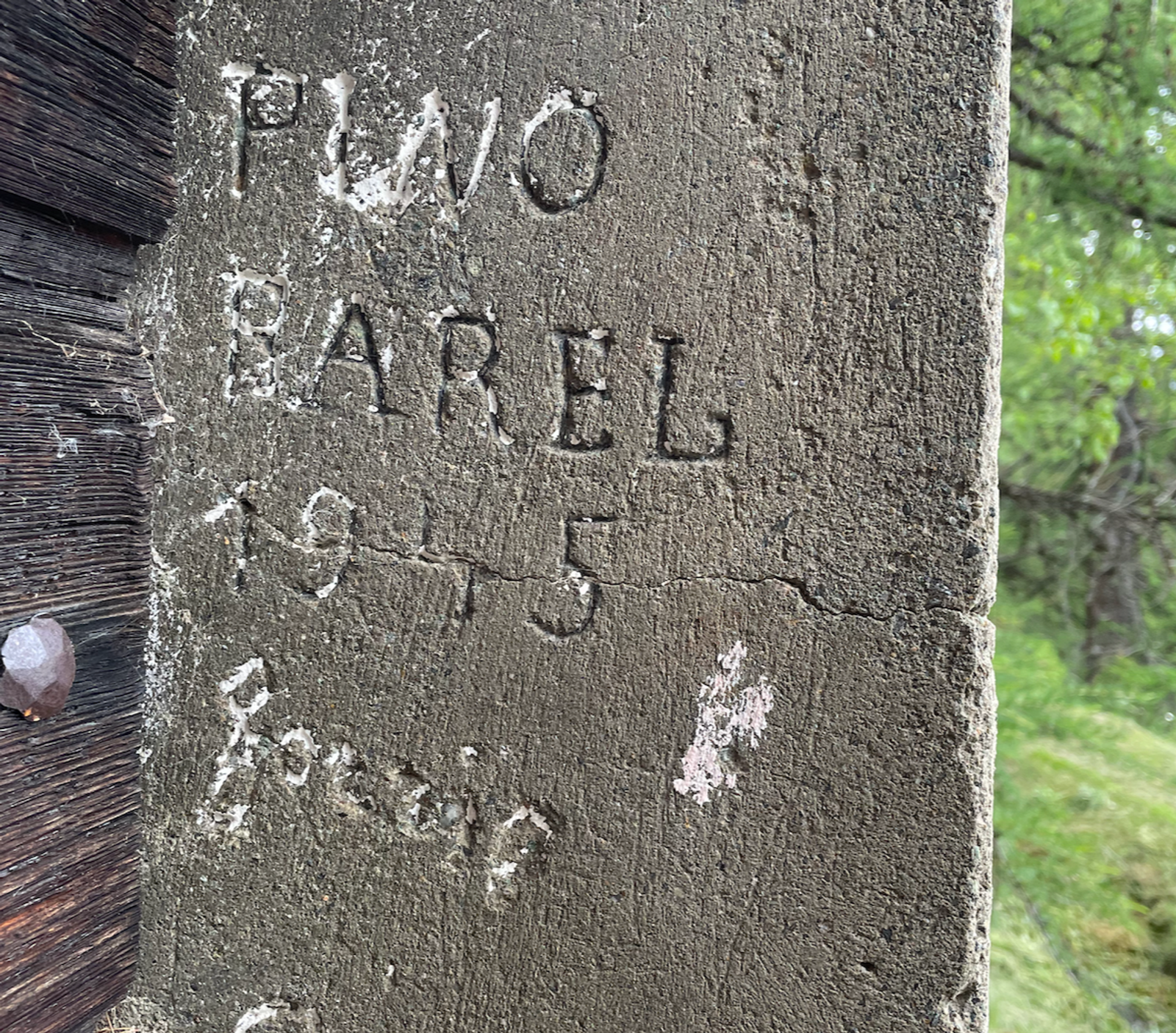 Graffiti on building found during hike