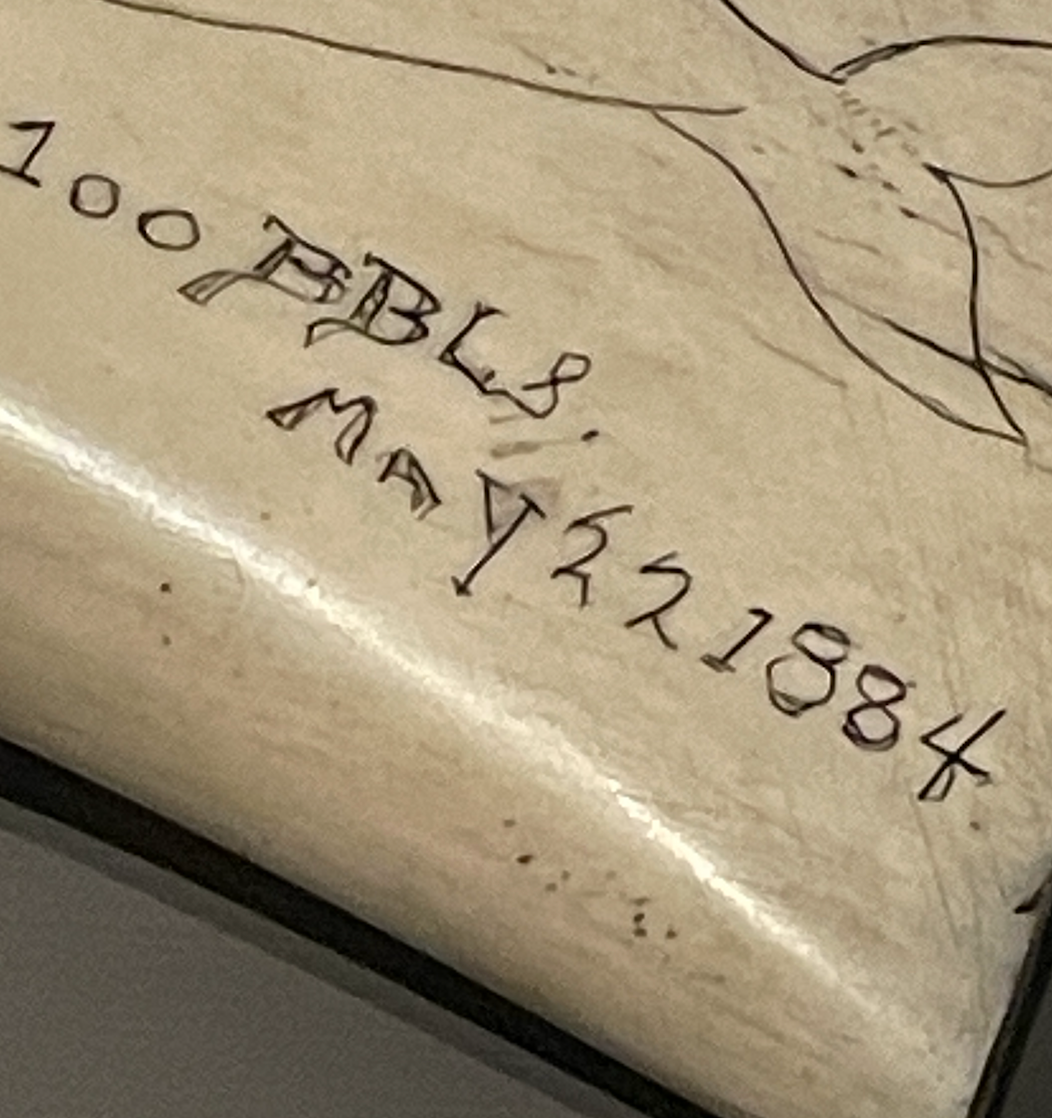 Scrimshaw Tooth Showing Sperm Whale and Recording (1884)