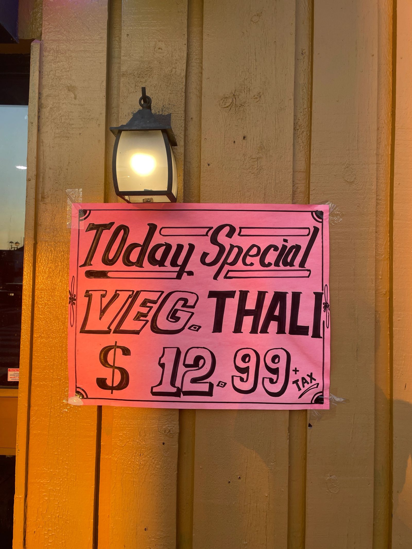 Today Special Veg. Thali $12.99