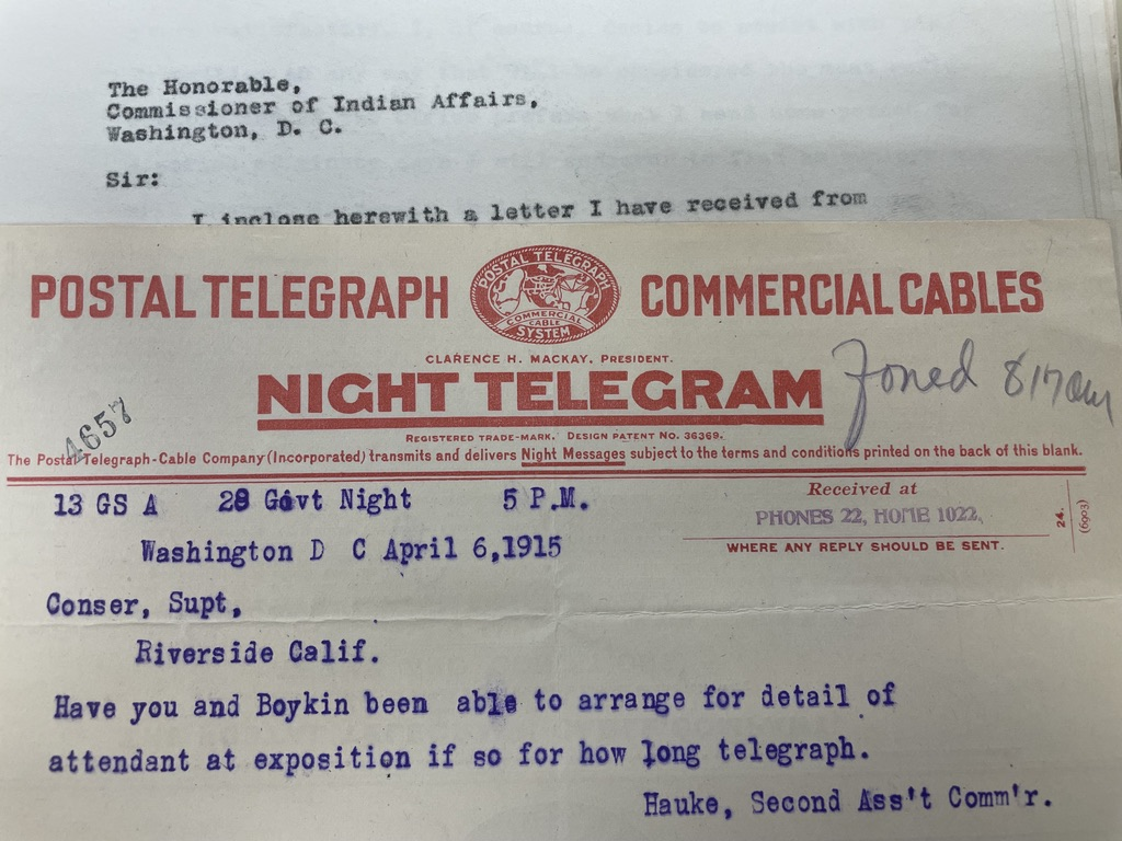 Telegram from Riverside National Archives