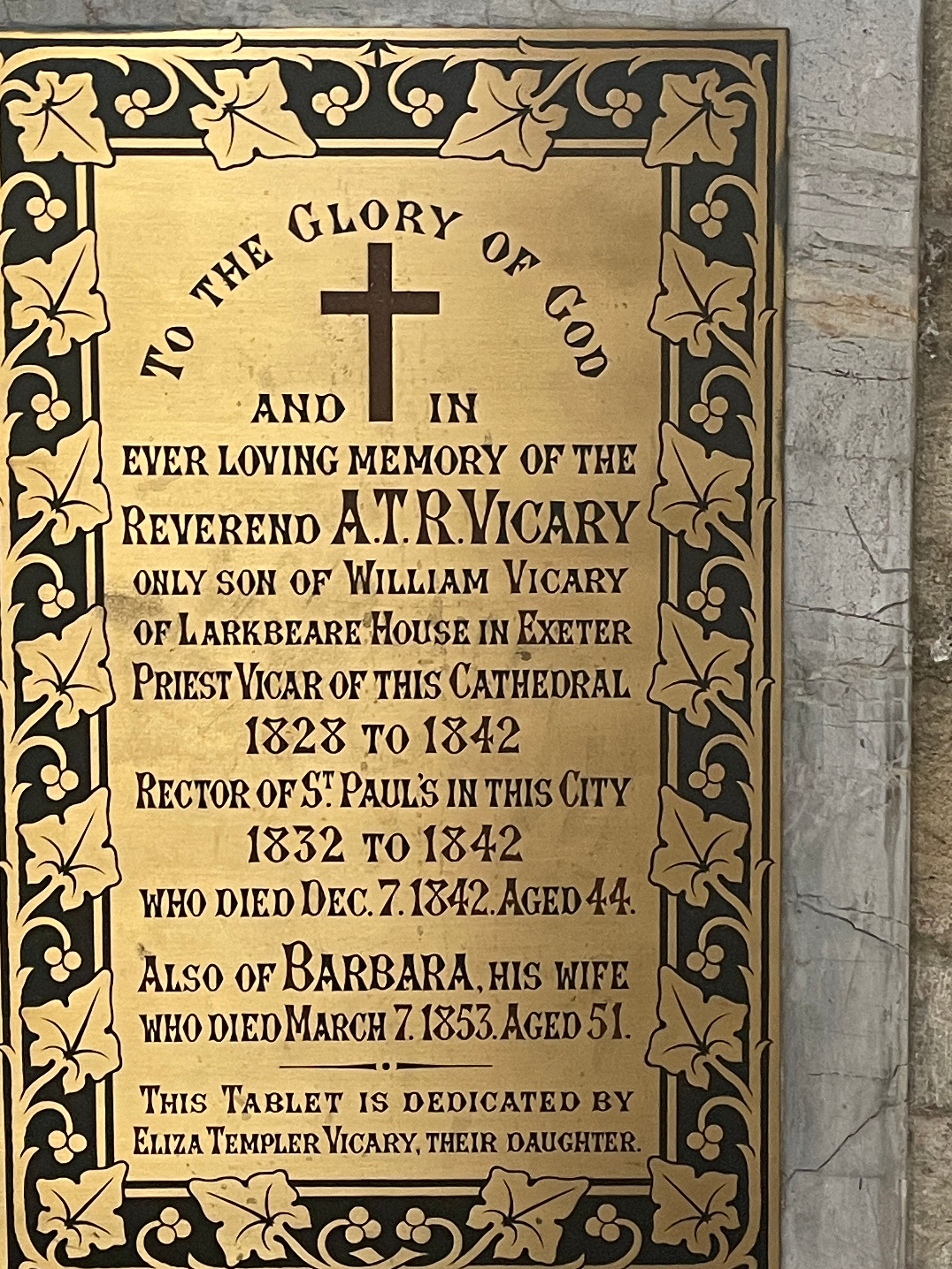 The Grave of Reverend A.T.R. Vicary (1842)
