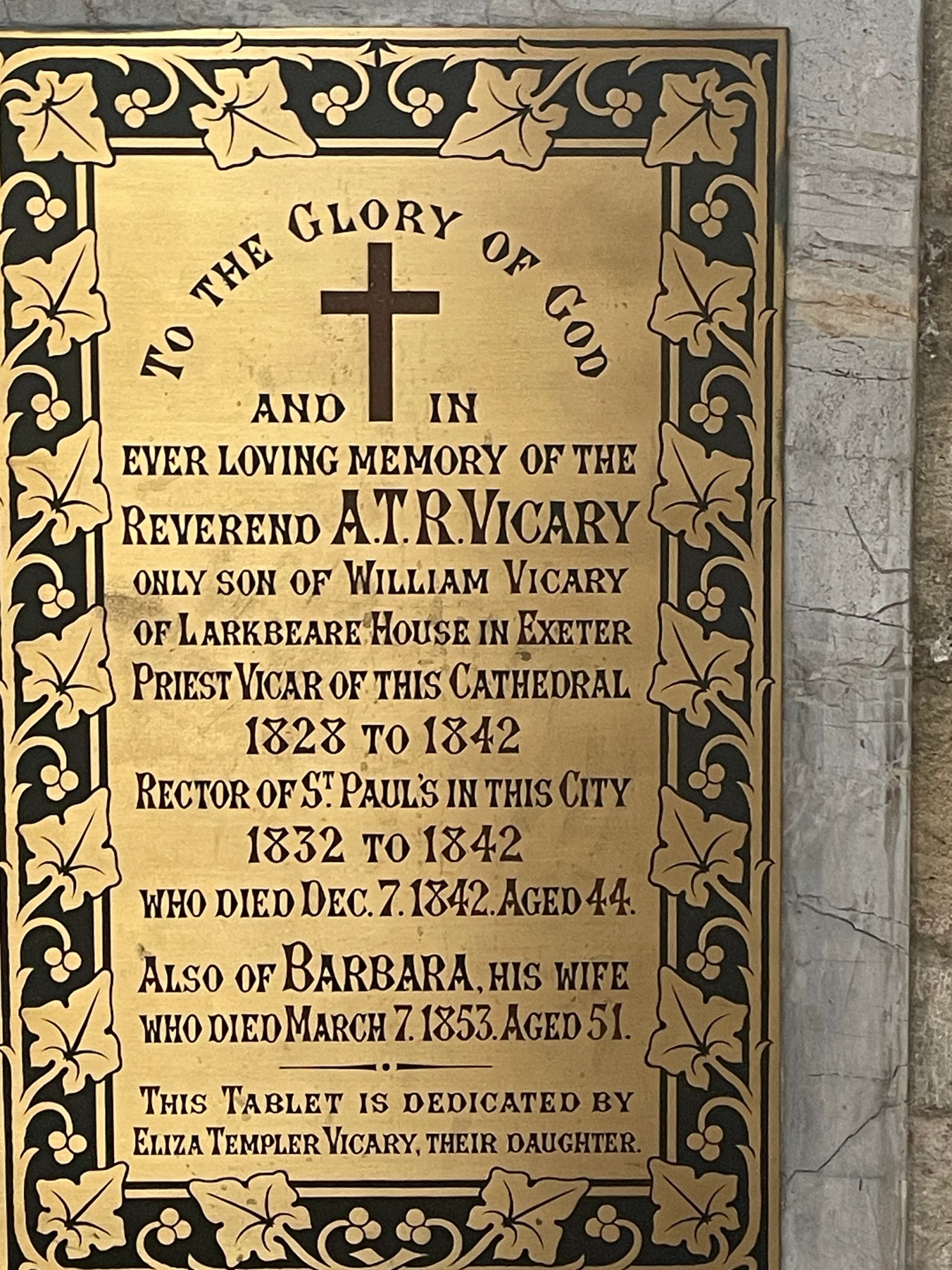 The Grave of Reverend A.T.R. Vicary (1842)