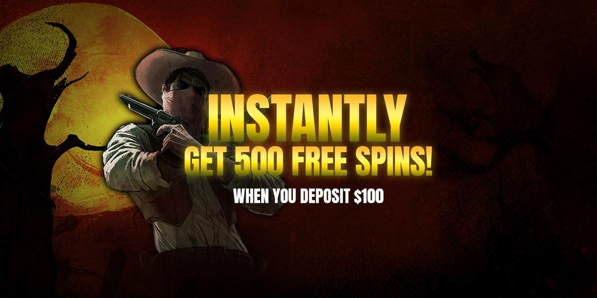 BlockBet welcome bonus 2026 - instantly get 500 free spins on Wanted Dead or a Wild when you deposit $100