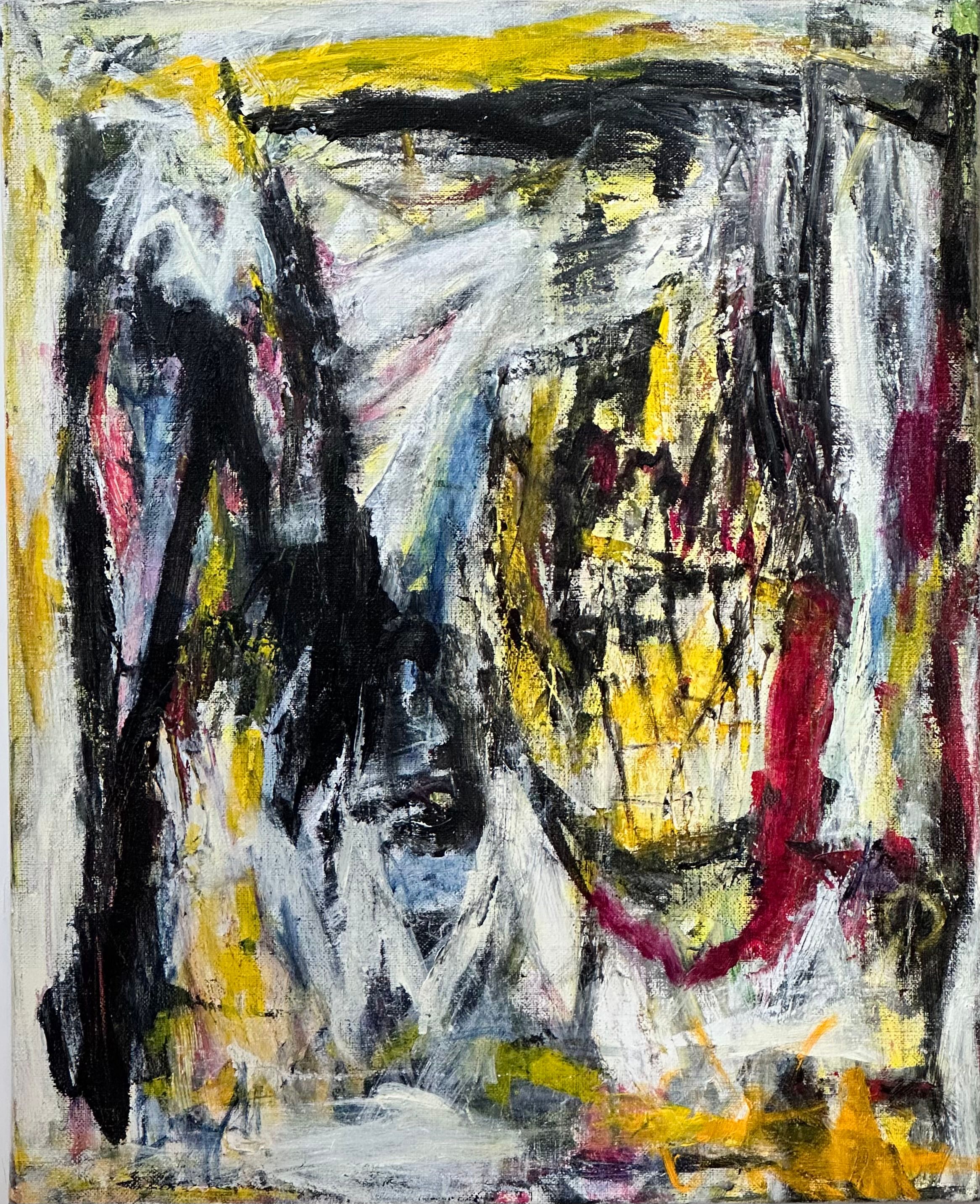 Noen vil si abstrakt, andre semiabstrakt. Flaten dekkes av gule, hvite og sorte strøk, pluss tydelig innslag av rødt. Om det er én eller flere figurer eller ingen i bildet, er opptil betrakter å bestemme. 