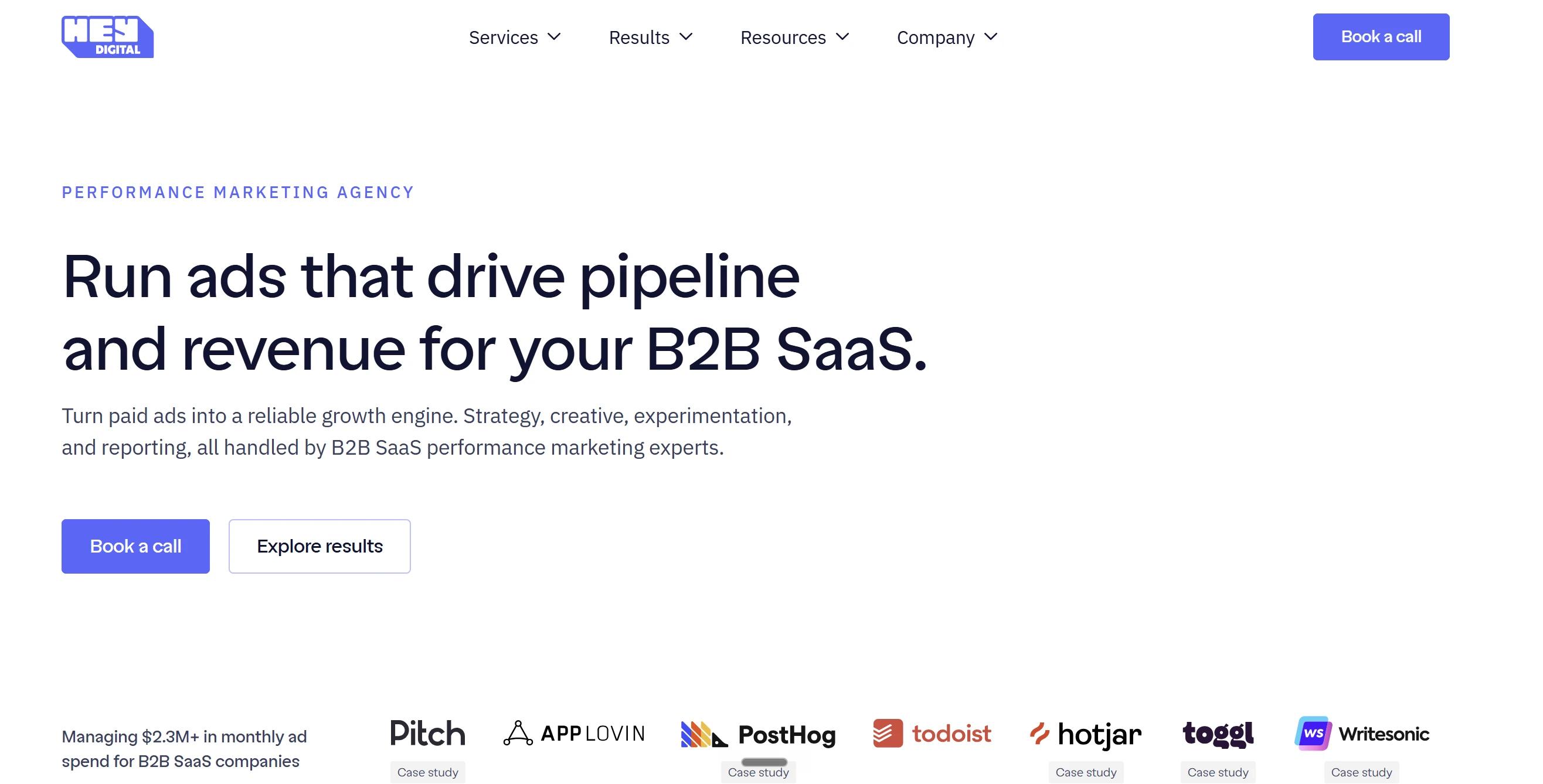 Hey Digital, SaaS paid media agency across Google, LinkedIn and Reddit