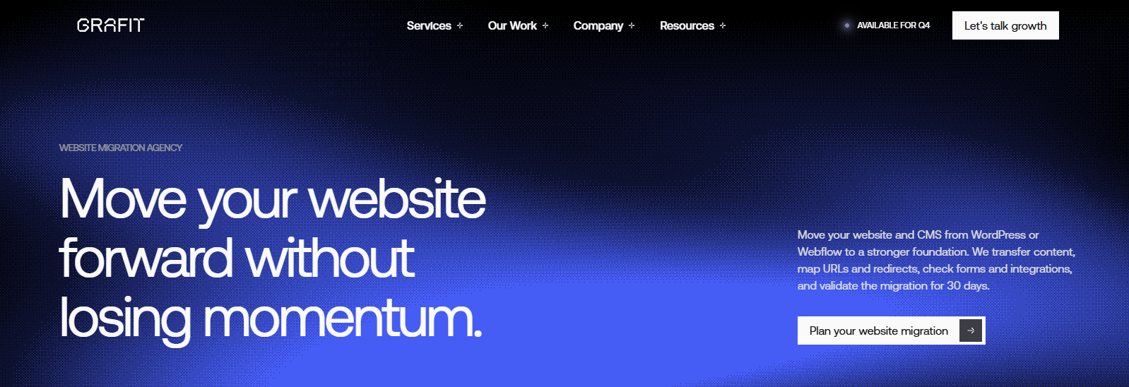 GRAFIT website hero section