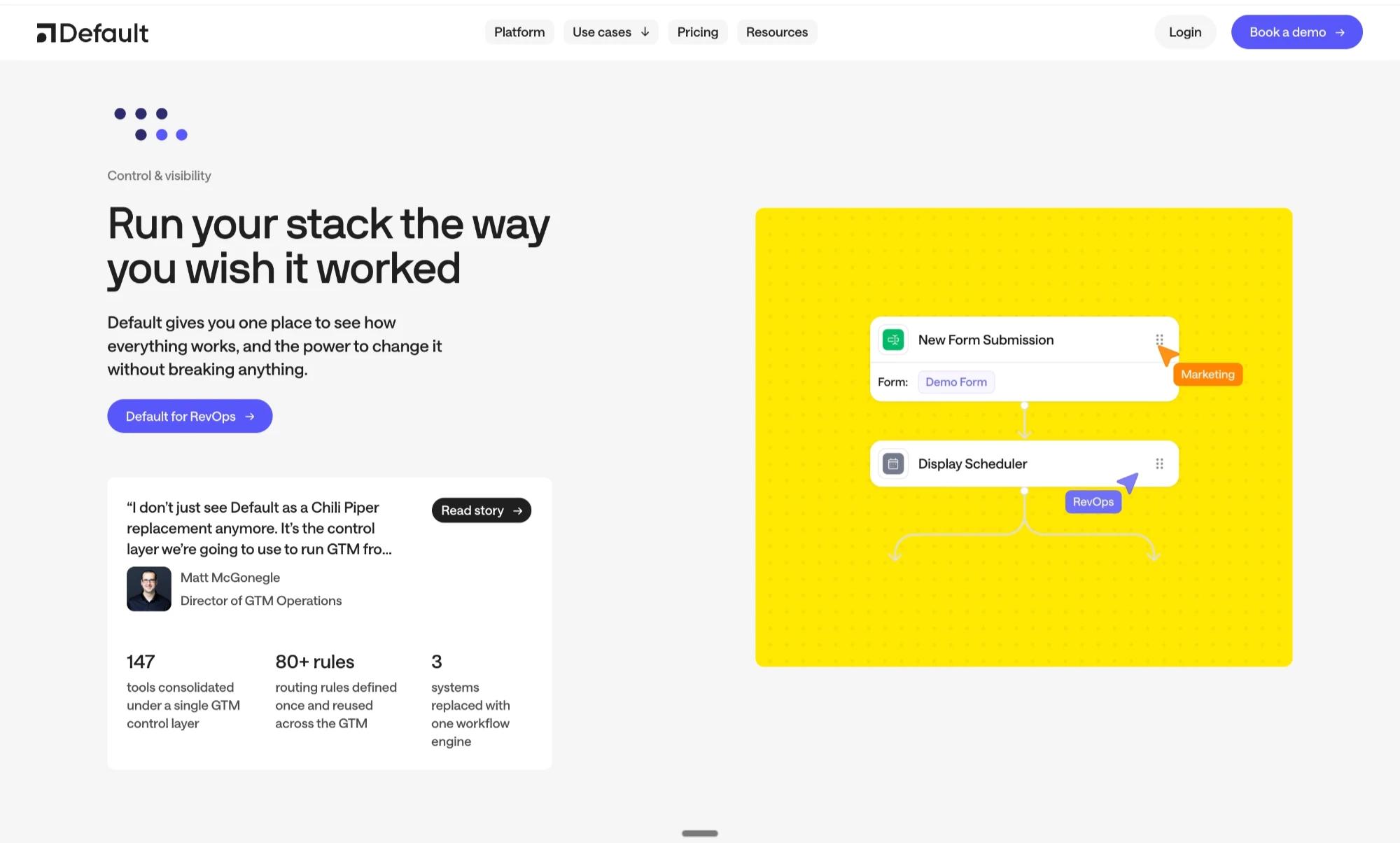 B2B case study feature section pattern with claim quote metric CTA and visual