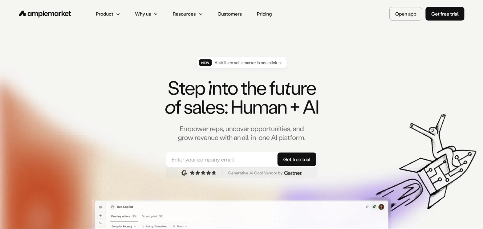 Amplemarket's homepage 