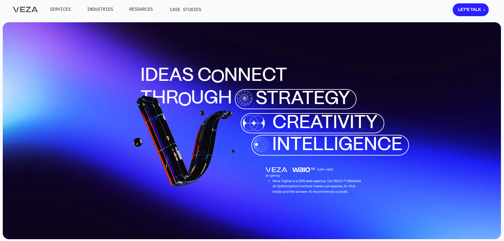 VEZA website hero section