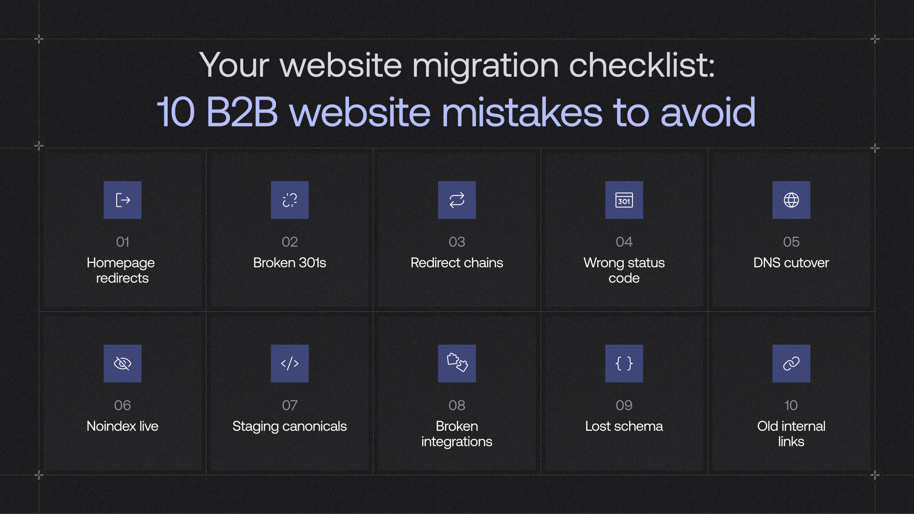 Infographic of the 10-point B2B website migration checklist