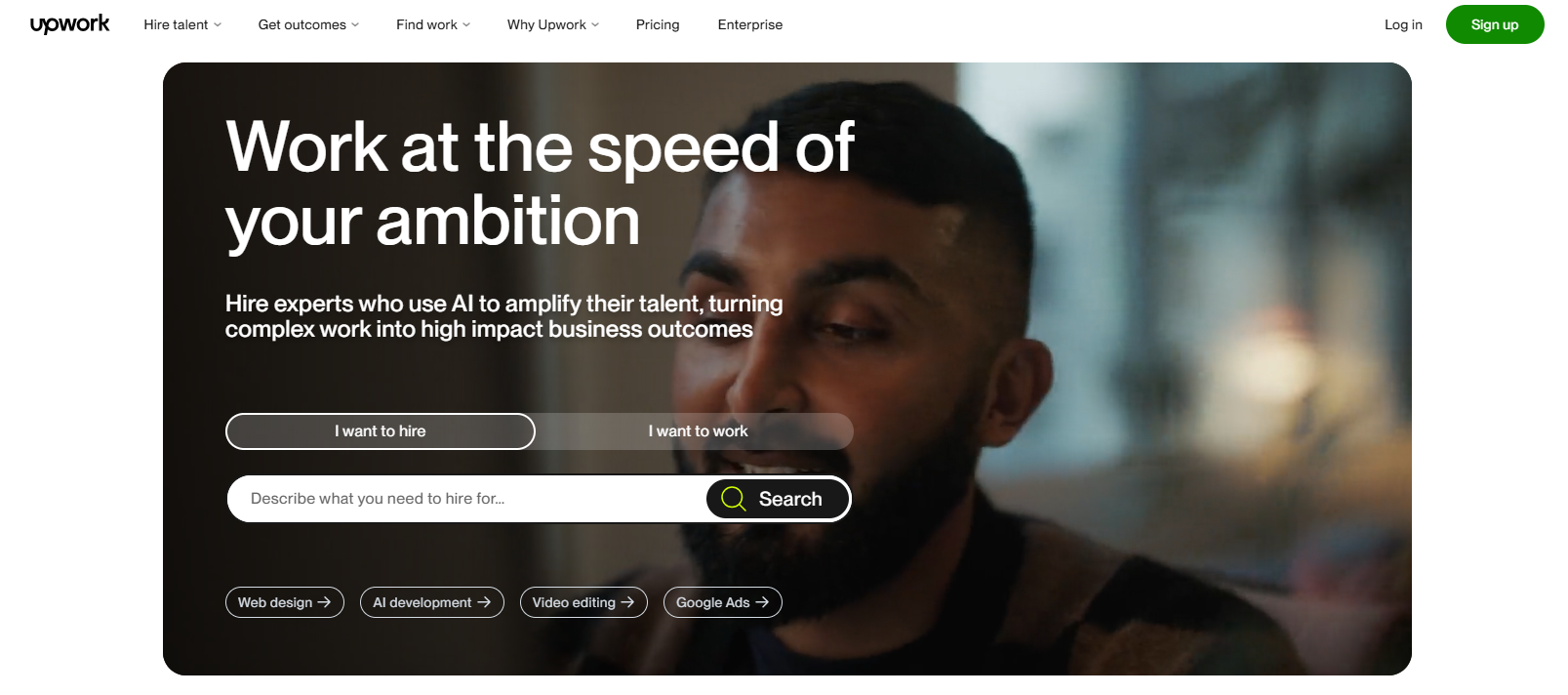 Upwork homepage.