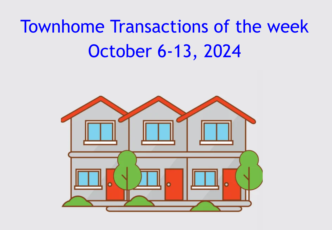 Townhome Transactions of the week: October 6-13, 2024