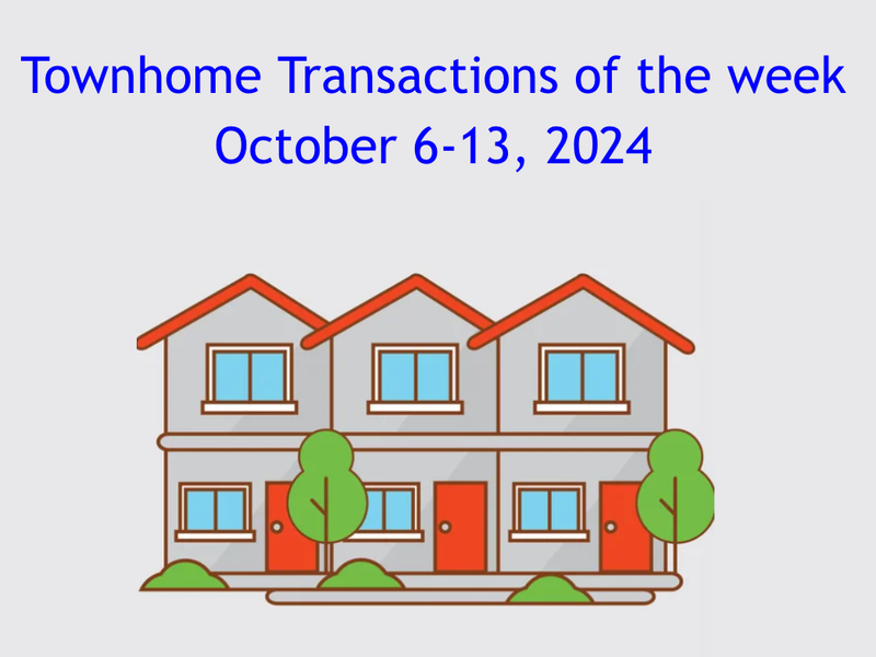 Townhome Transactions of the week: October 6-13, 2024