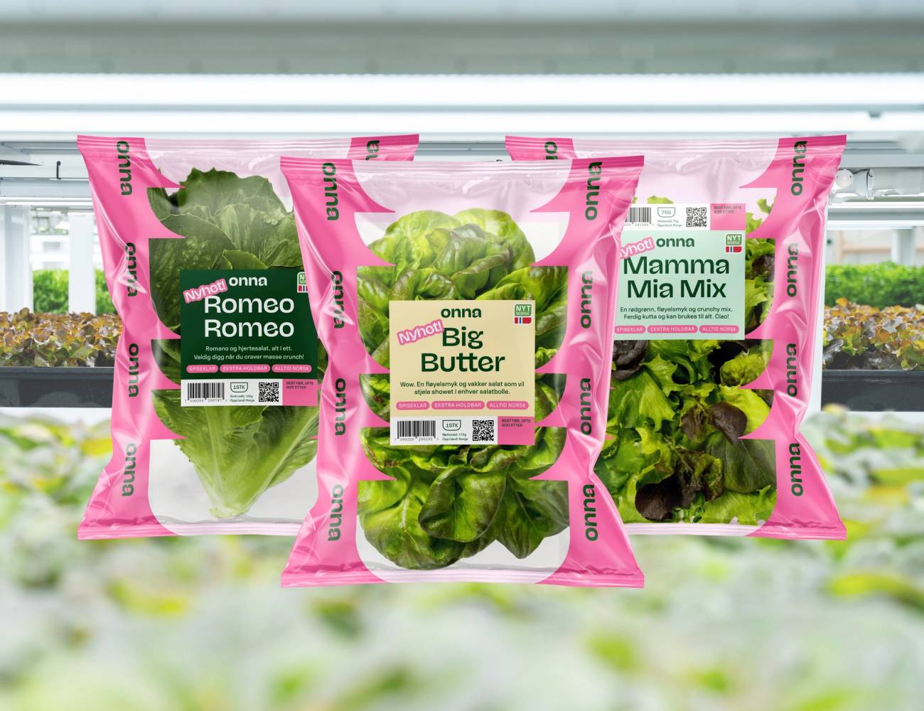 Pakker med ulike typer smør og margarin på en butikkhylle, inkludert Romeo Romeo, Big Butter og Mamma Mia Mix