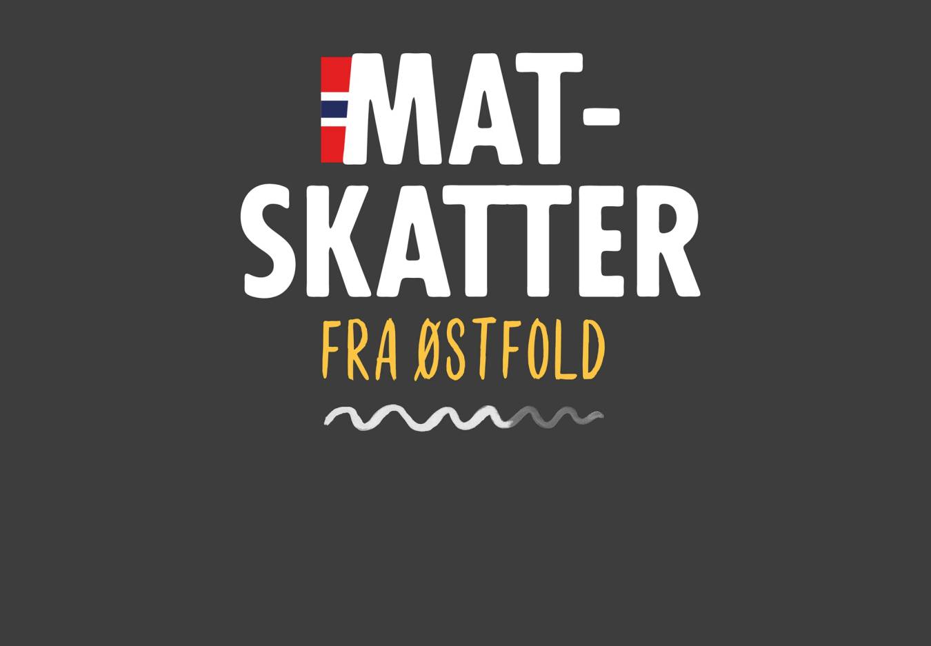 Logo med teksten 'Mat- skatter fra Østfold' på mørk bakgrunn.