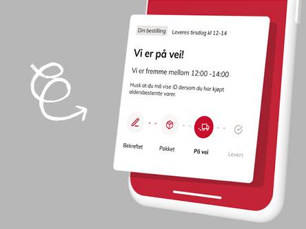 En smarttelefon viser en app med en statuslinje øverst og en meny nederst, på en grå bakgrunn.