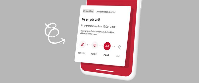 En smarttelefon viser en app med en statuslinje øverst og en meny nederst, på en grå bakgrunn.