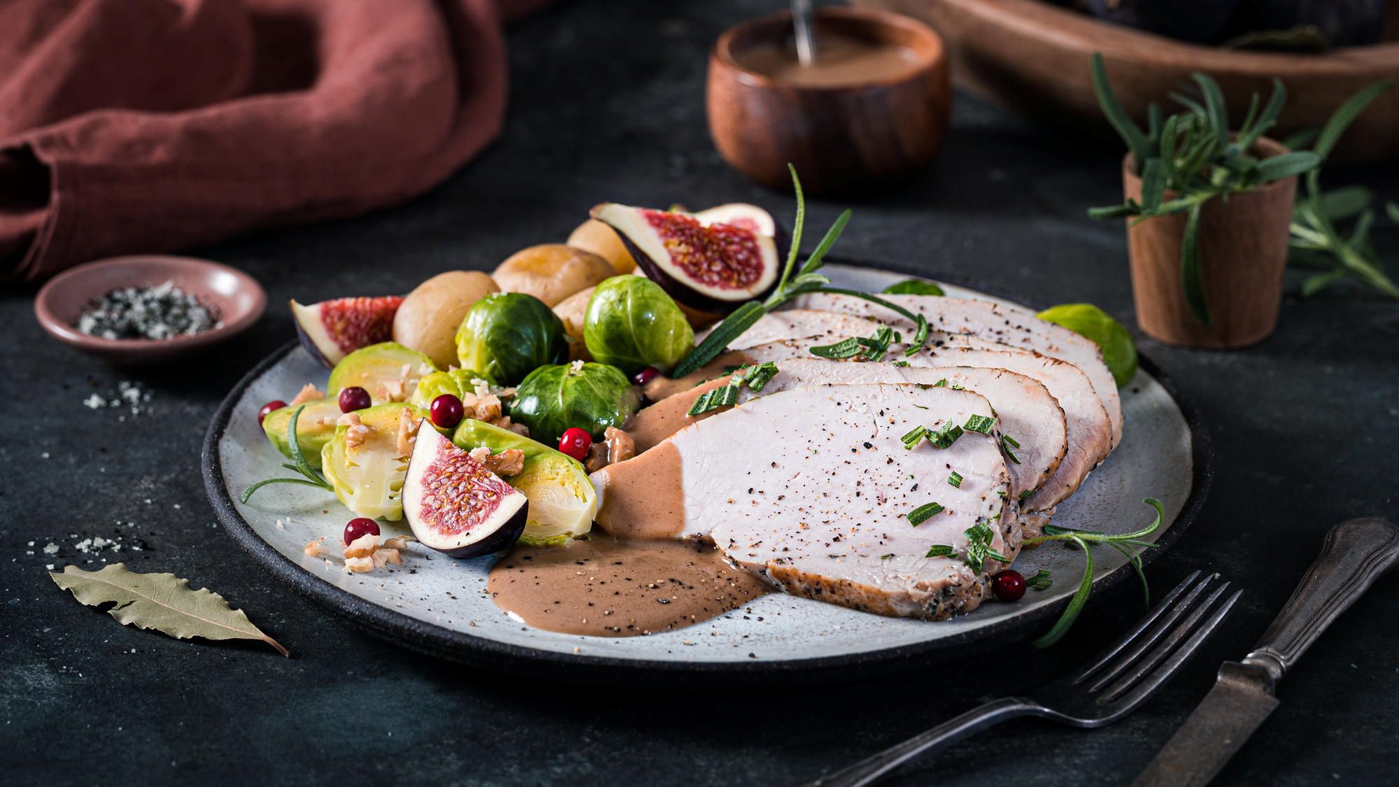 Kalkunfilet på tallerken