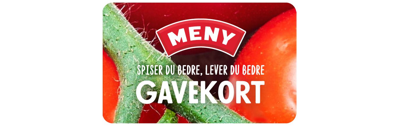 MENYs gavekort med teksten: Spiser du bedre, lever du bedre.