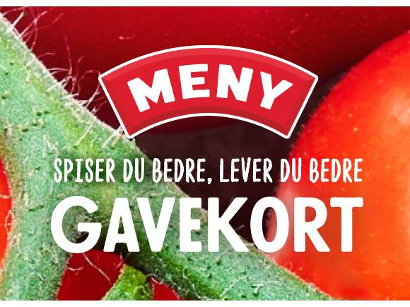 MENYs gavekort med teksten: Spiser du bedre, lever du bedre.