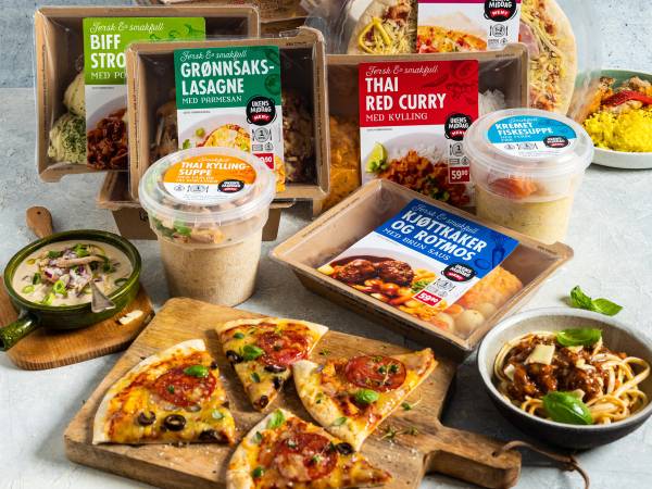 Samlebilde av MENYs ferdigretter, rask middag.