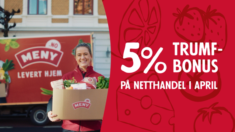 Få 5% Trumf-bonus når du handler på nett i april hos MENY!