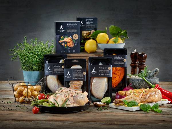 Et utvalg av plantebaserte matvarer og krydder på et bord, inkludert tofu, grønnsaker og urter, uten soyprodukter, med en mørk bakgrunn.