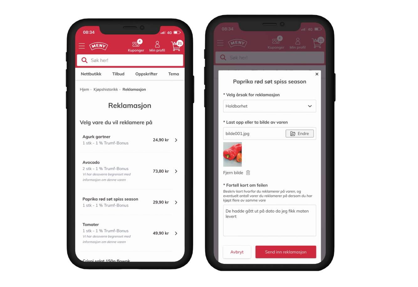 Skjermbilder av en reklame- og rekløamere på en mobilapp, med ulike reklamevalg og innstillinger.