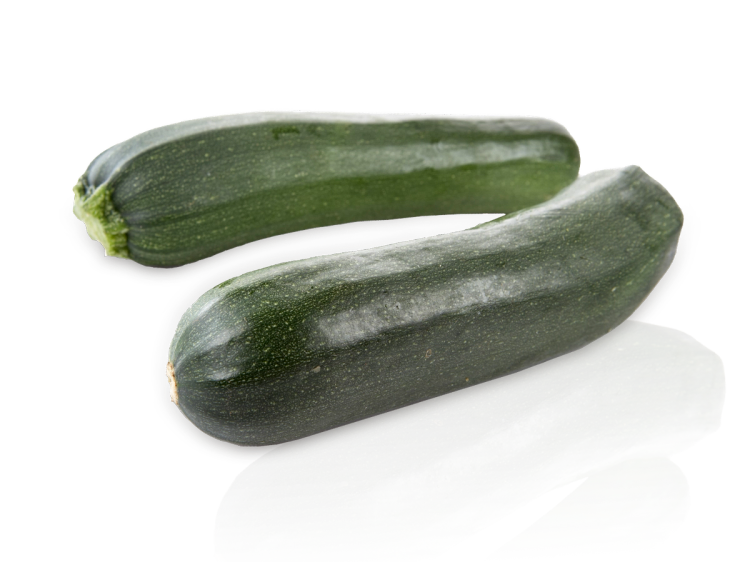 To squash med mørkegrønn hud ligger på en hvit bakgrunn.