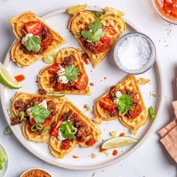 Vaffelhjerter med nachos og tacorester
