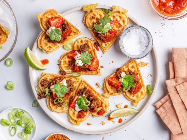 Vaffelhjerter med nachos og tacorester