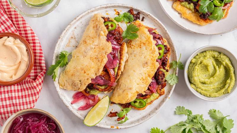 Crispy potet-taco med nduja og avokadokrem