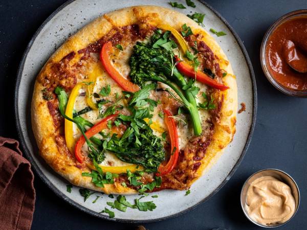 Vegetarpizza med brokkolini