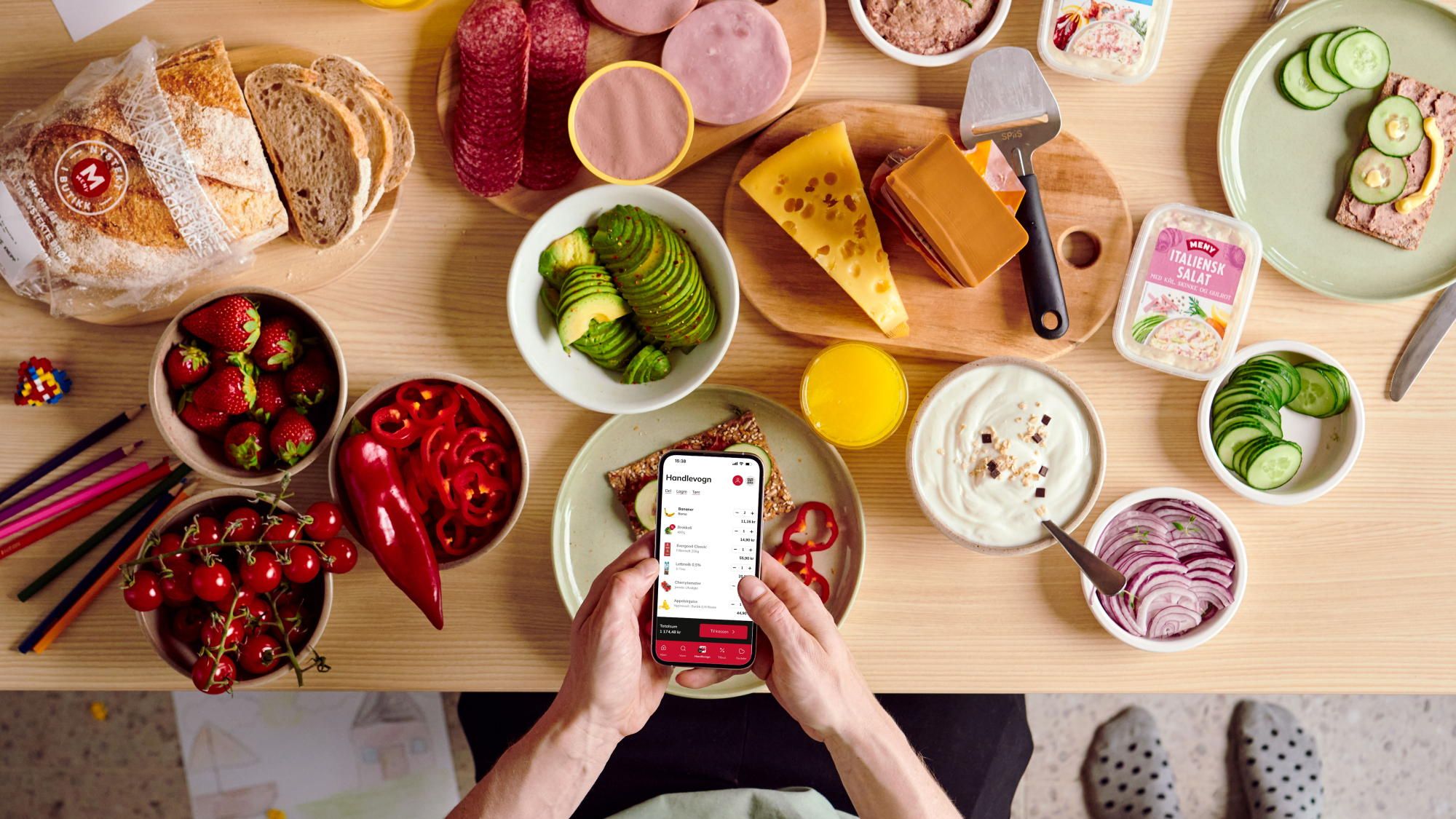 En som ukeshandler i MENY-appen.