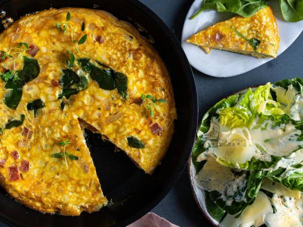 Bondeomelett med chorizo og Bufarost