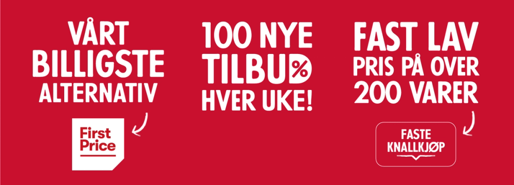 En reklame for 500 billige varer med prisbudskap for 2024, inkludert tilbud og lave priser på over 200 varer.