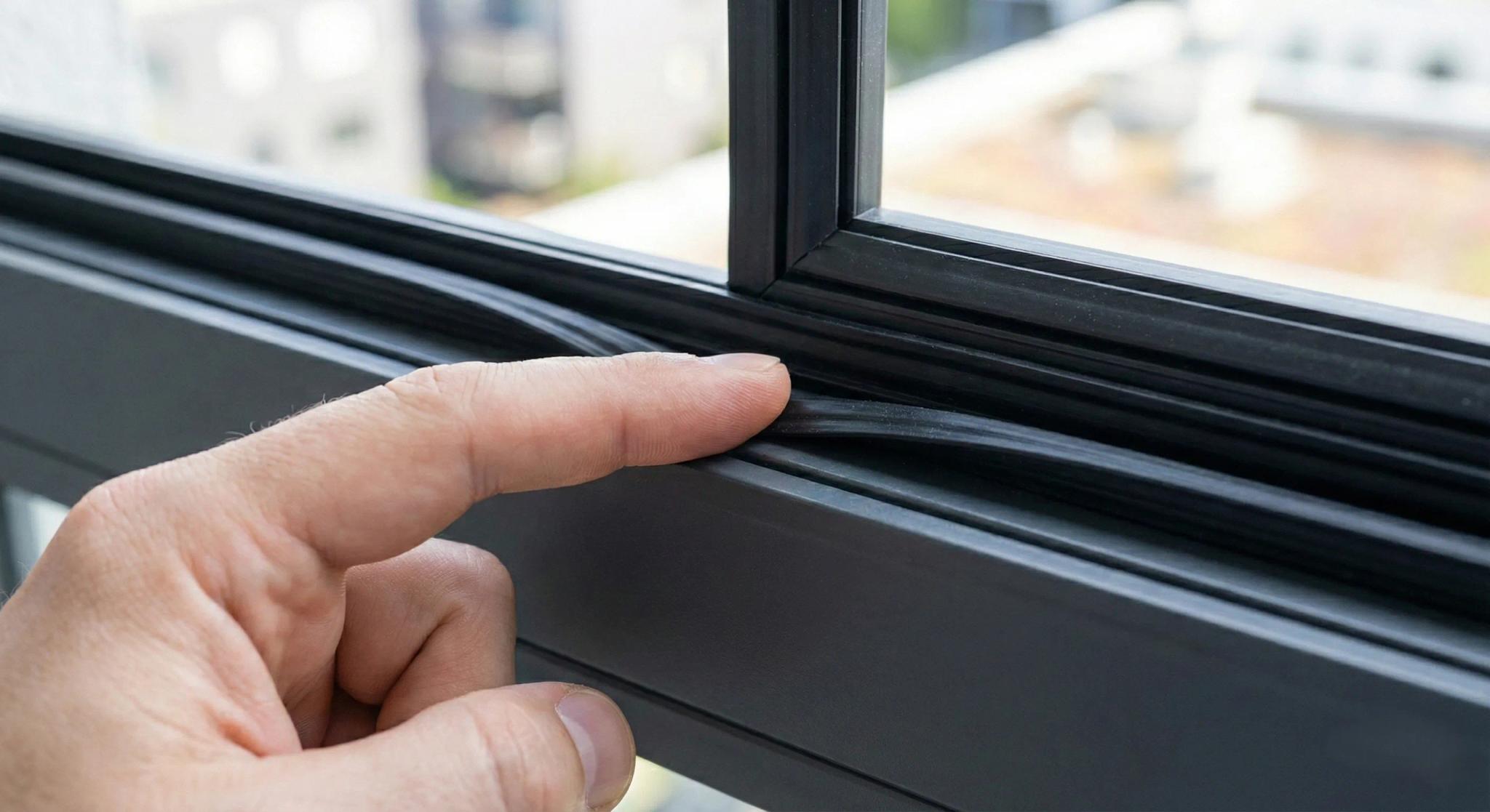 Prüfung einer porösen Fensterdichtung am Kunststoffrahmen