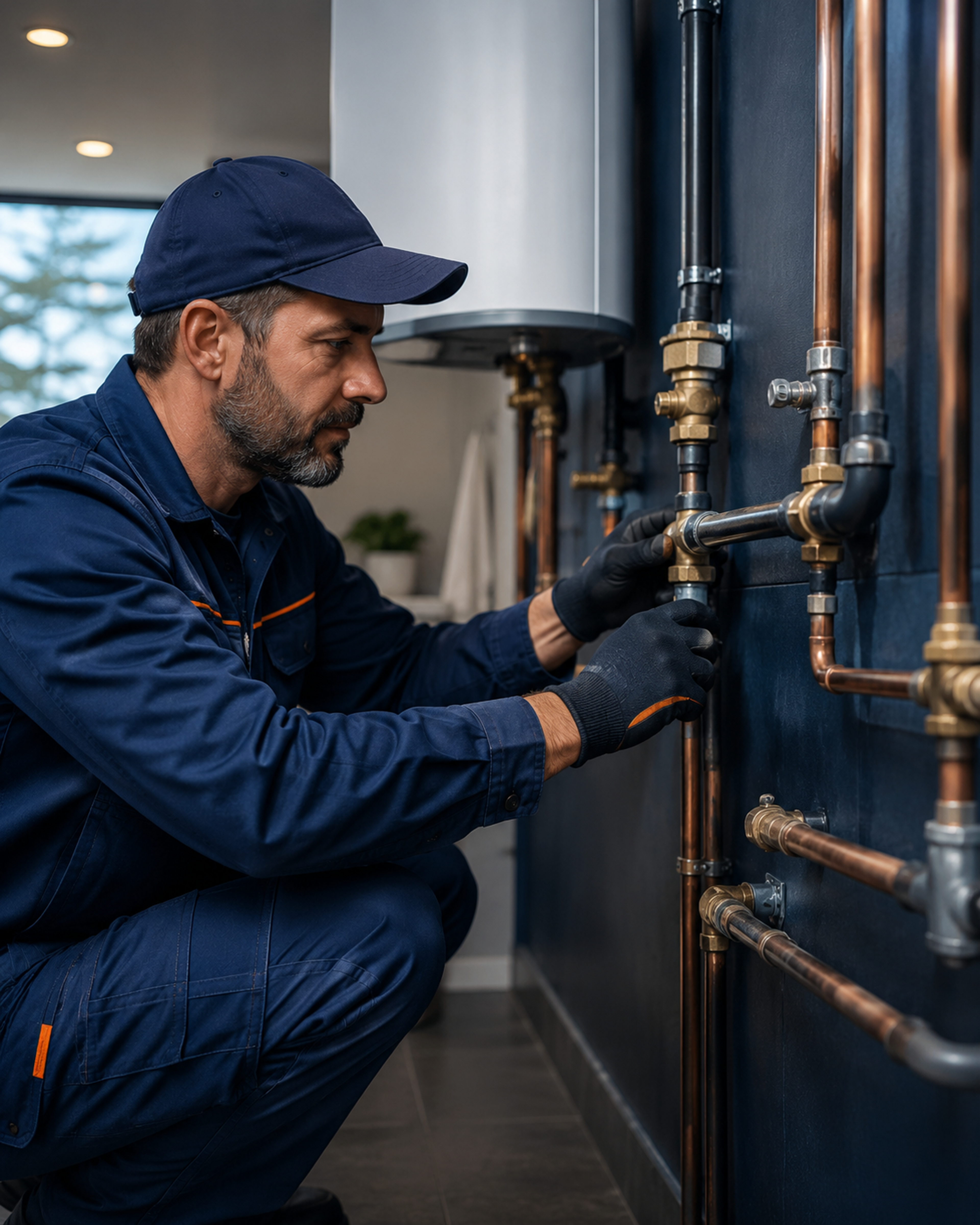 Licensed plumber from 211 Plumbing & Drains at work