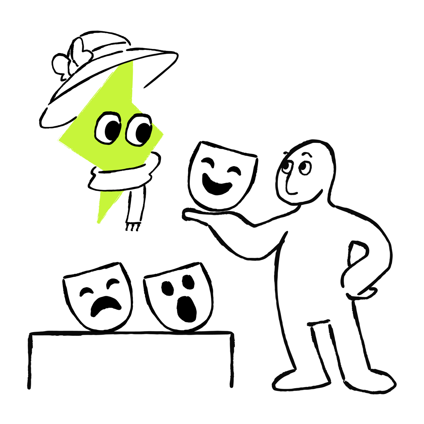 A person and an AI assistant consider different automation choices.