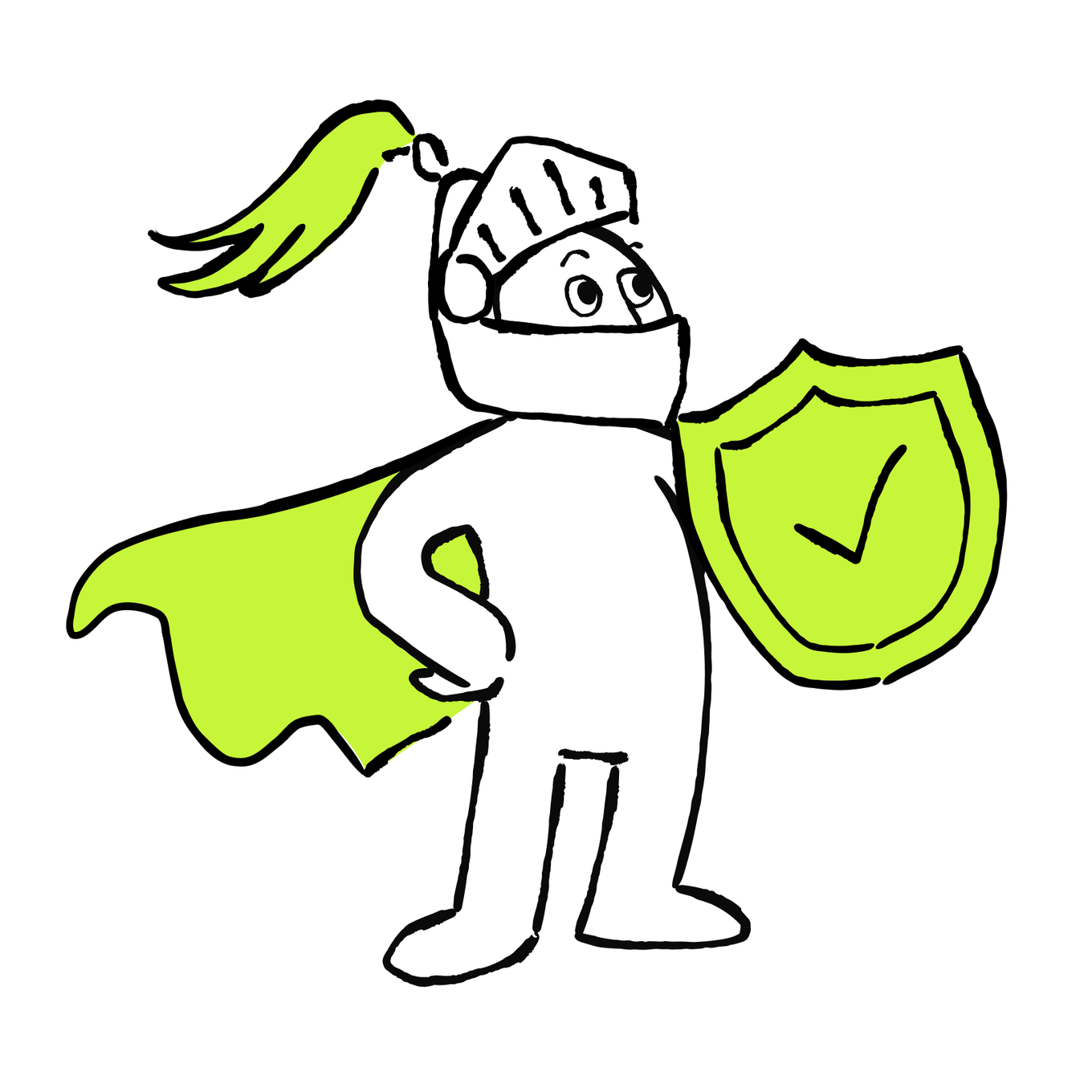 A worker holds a shield beside an AI assistant, illustrating pilot safeguards.