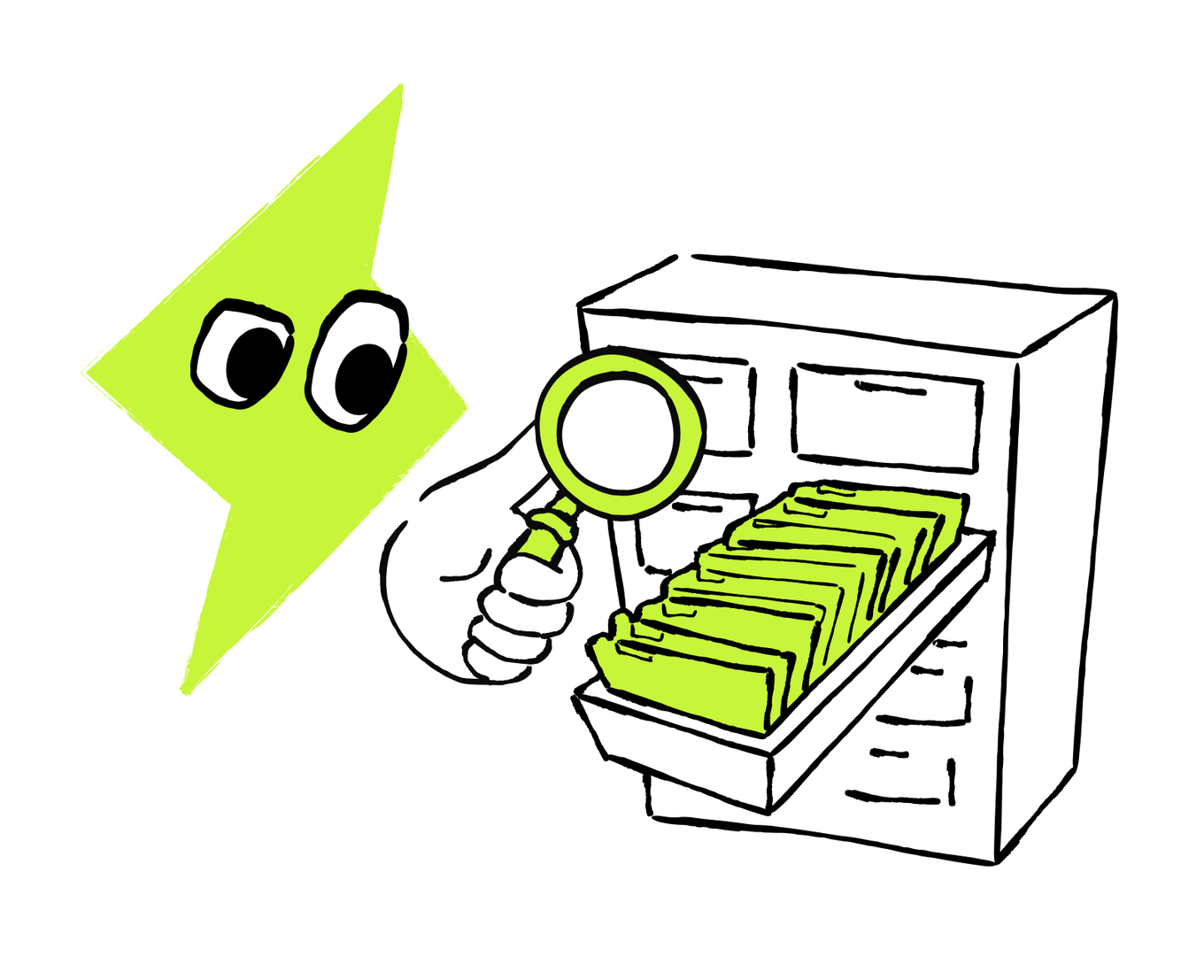 An AI assistant inspects folders of business records.