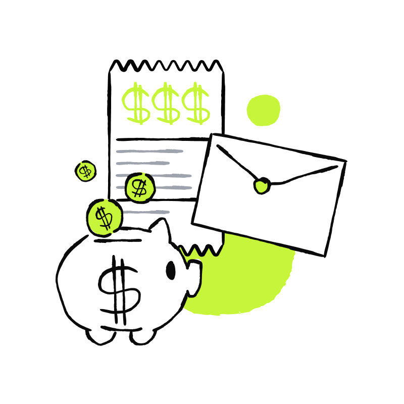 Overdue payment email sequence builder with invoice details and four-step navigation.