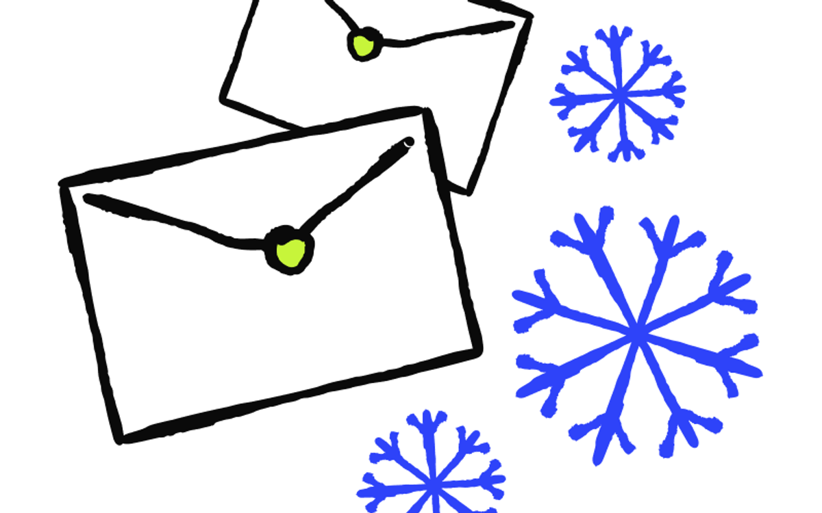 Four connected email cards illustrating a focused outreach sequence.