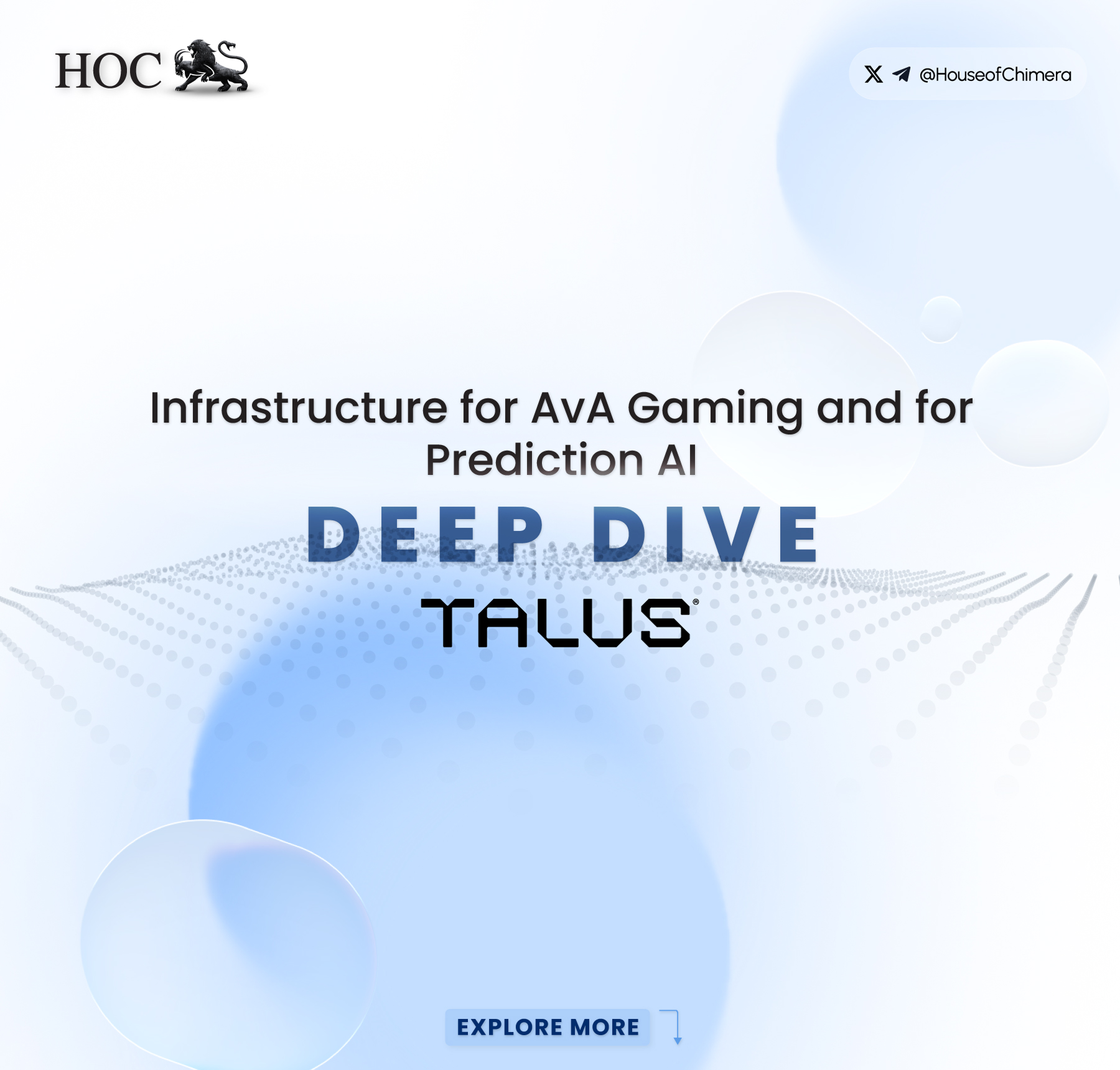 Talus Network deep dive cover highlighting infrastructure for AvA Gaming and Prediction AI with blockchain-powered autonomous agents.