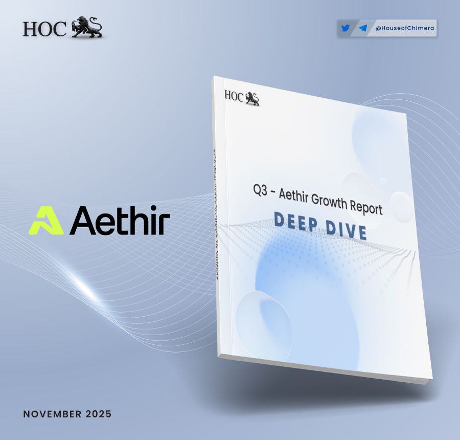 Cover image for the Aethir Q3 2025 Growth Report deep dive, featuring Aethir and House of Chimera branding.
